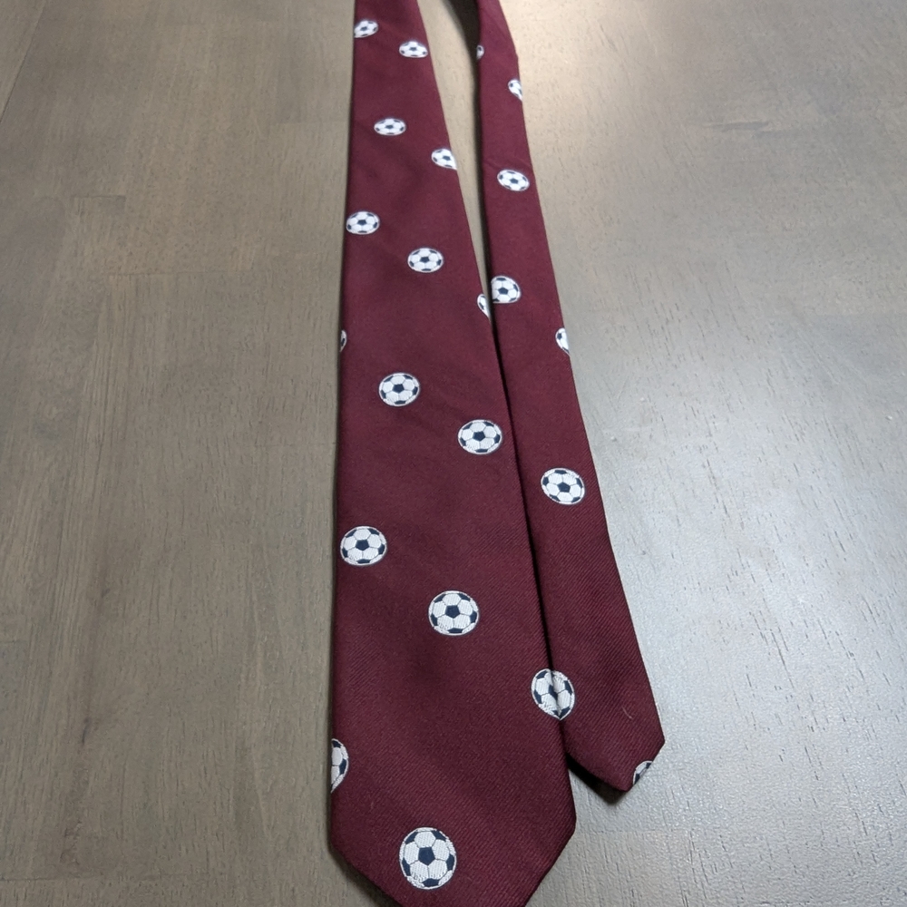 Maroon Soccer Ball Patterned Tie